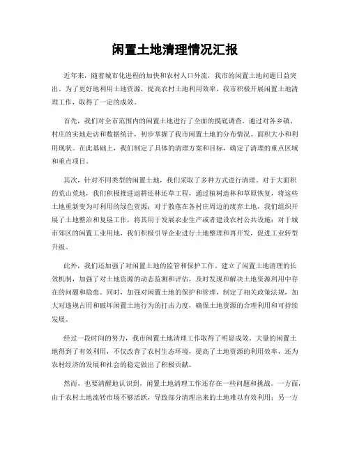 闲置土地清理情况汇报
