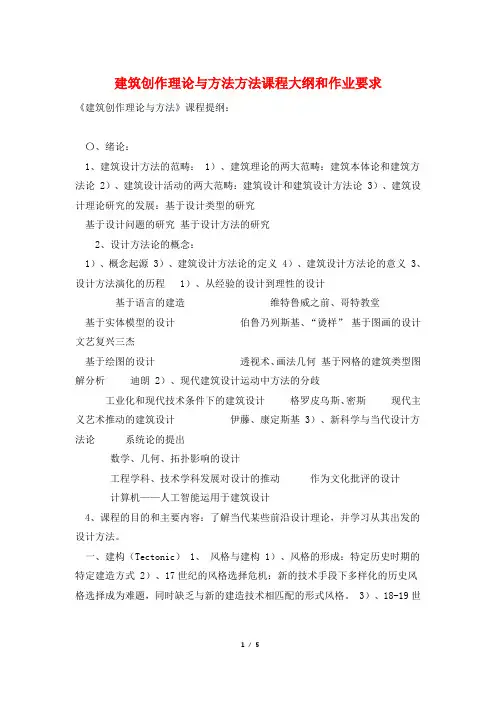 建筑创作理论与方法方法课程大纲和作业要求