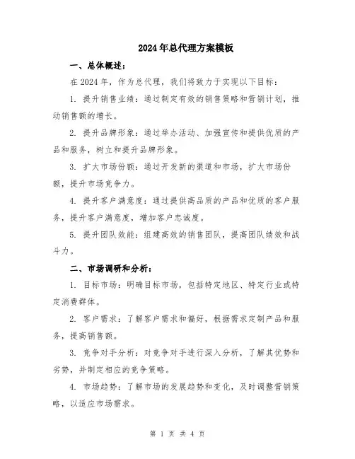 2024年总代理方案模板