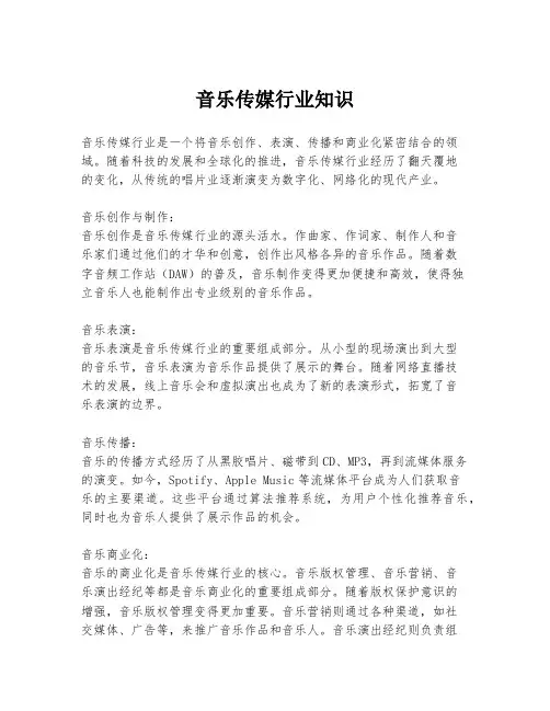 音乐传媒行业知识