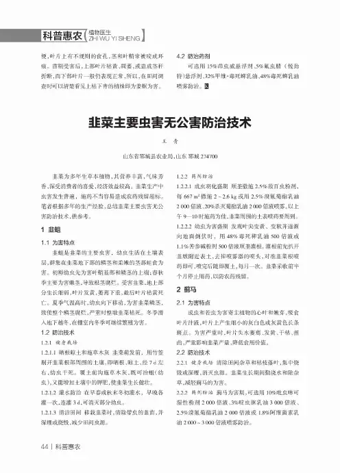 韭菜主要虫害无公害防治技术