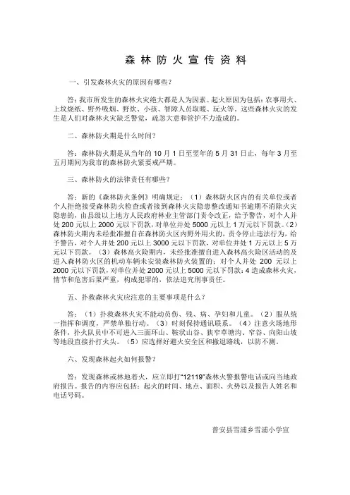 森 林 防 火 宣 传 资 料