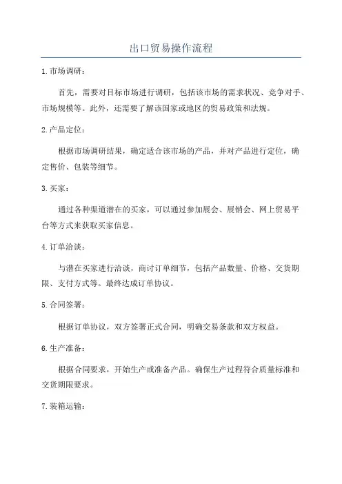 出口贸易操作流程