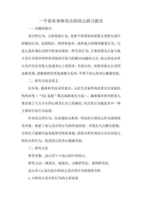 一个喜欢身体攻击的幼儿研习报告