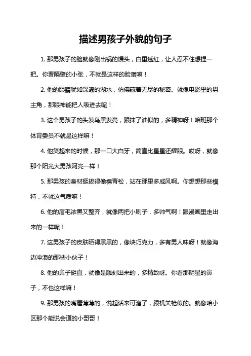 描述男孩子外貌的句子