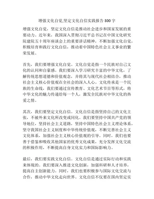 增强文化自觉,坚定文化自信实践报告800字