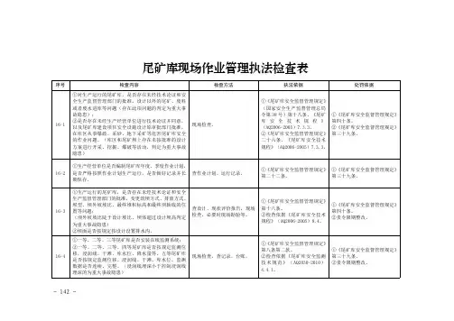 尾矿库现场作业管理执法检查表