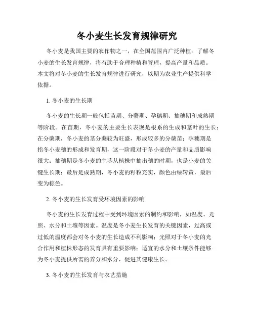 冬小麦生长发育规律研究