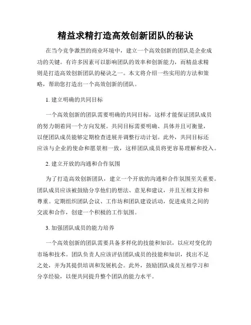 精益求精打造高效创新团队的秘诀