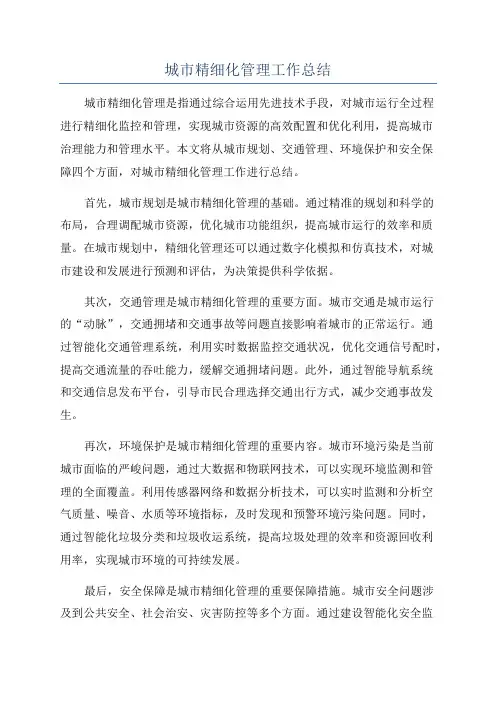 城市精细化管理工作总结