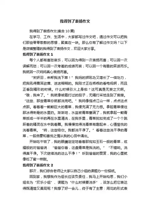 我得到了表扬作文