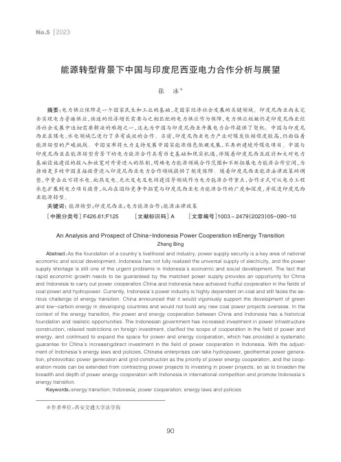 能源转型背景下中国与印度尼西亚电力合作分析与展望