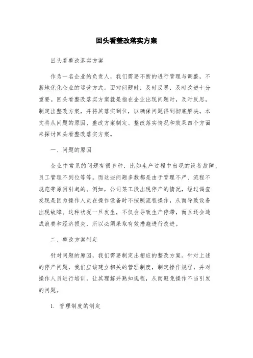 回头看整改落实方案
