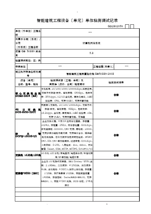 智能化设备调试记录