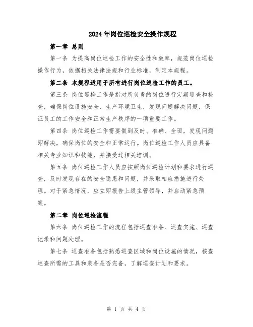 2024年岗位巡检安全操作规程