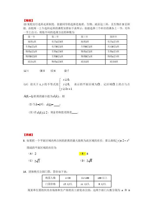 北京市六城区2019届高三一模数学(文)分类汇编之选择填空小压轴题Word版含答案
