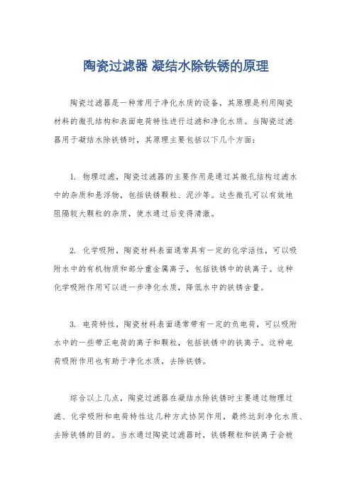 陶瓷过滤器 凝结水除铁锈的原理