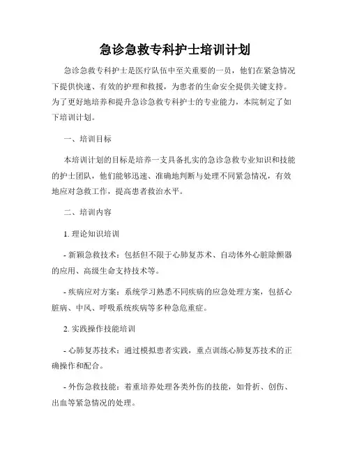 急诊急救专科护士培训计划