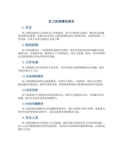 社工机构情况报告