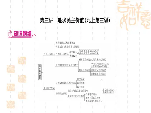 初中毕业道德与法治总复习精讲 第一篇 考点梳理 固本夯基 第三讲 追求民主价值(九上第三课)