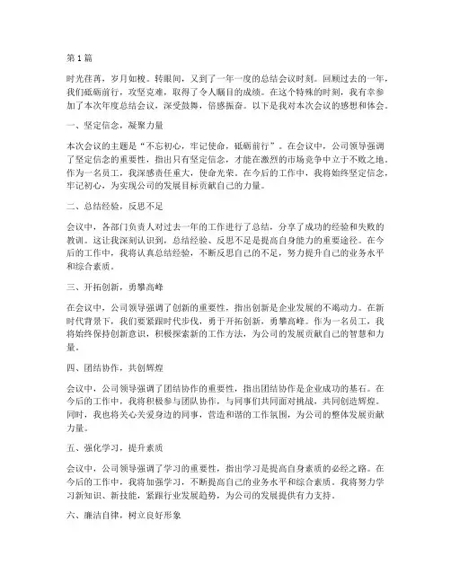年度总结会议感想(3篇)