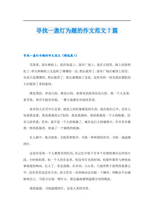寻找一盏灯为题的作文范文7篇