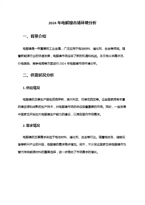 2024年电解镍市场环境分析