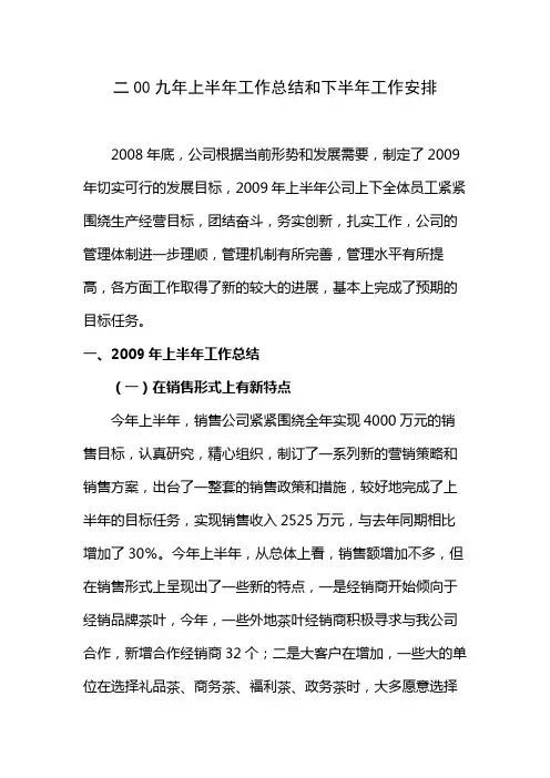 二00九年上半年工作总结和下半年总结