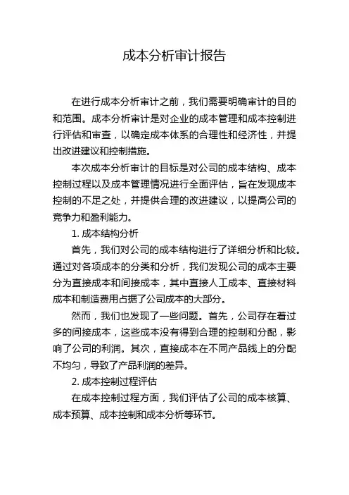 成本分析审计报告