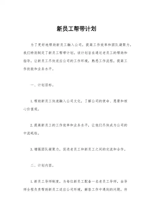 新员工帮带计划