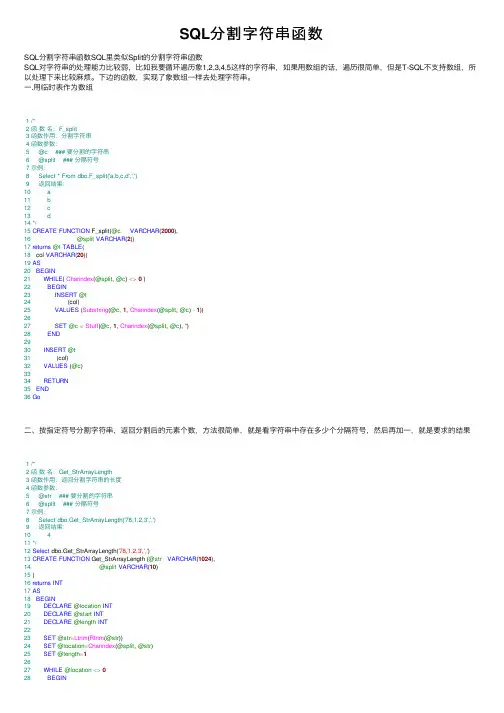 SQL分割字符串函数