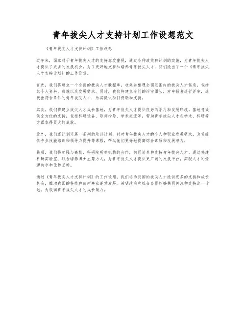 青年拔尖人才支持计划工作设想范文