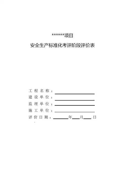 安全生产标准化考评阶段评价表