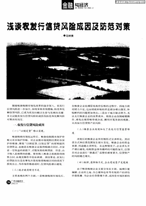 浅谈农发行信贷风险成因及防范对策