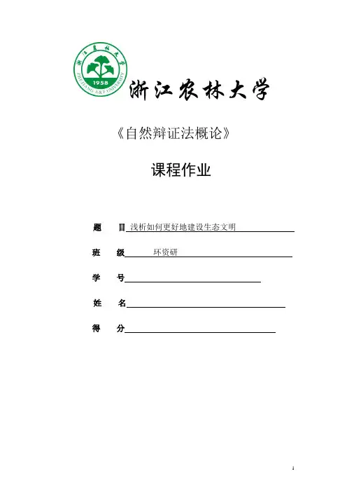 自然辩证法课程论文