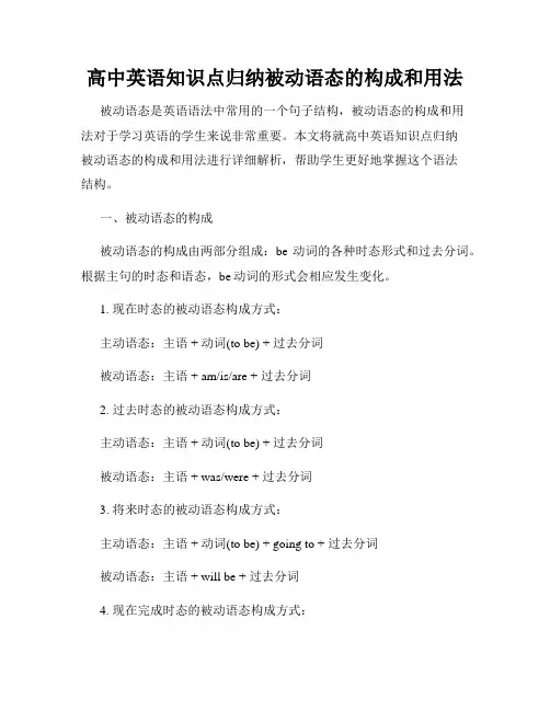 高中英语知识点归纳被动语态的构成和用法