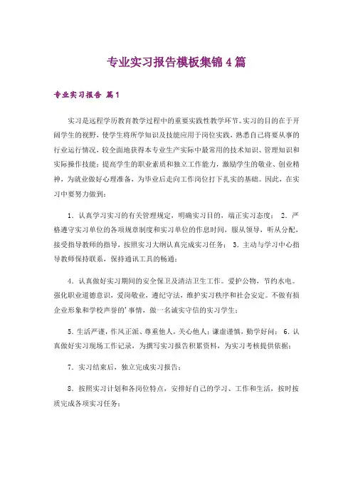 专业实习报告模板集锦4篇