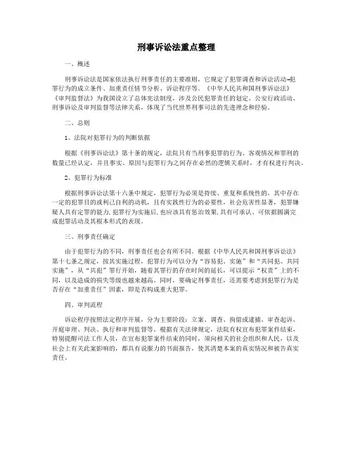 刑事诉讼法重点整理