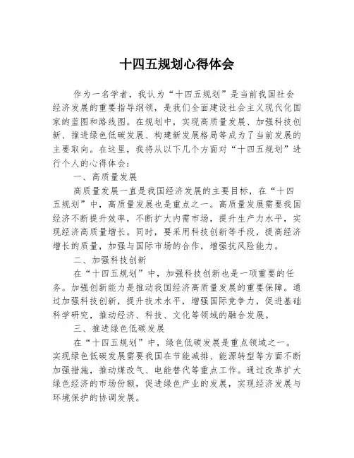 十四五规划心得体会