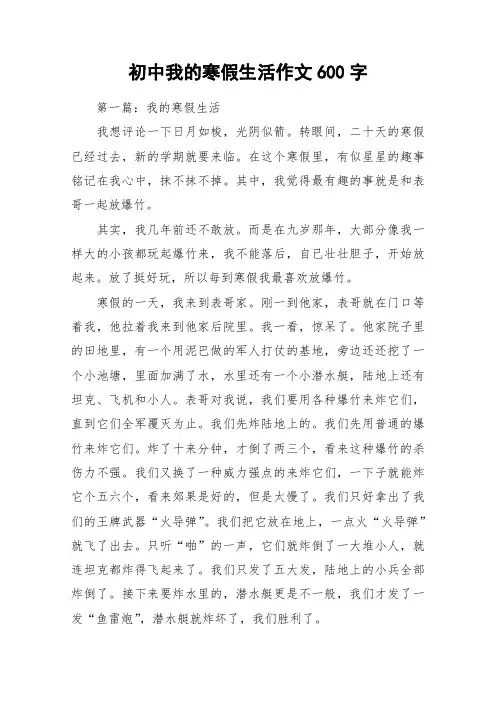 初中我的寒假生活作文600字_作文