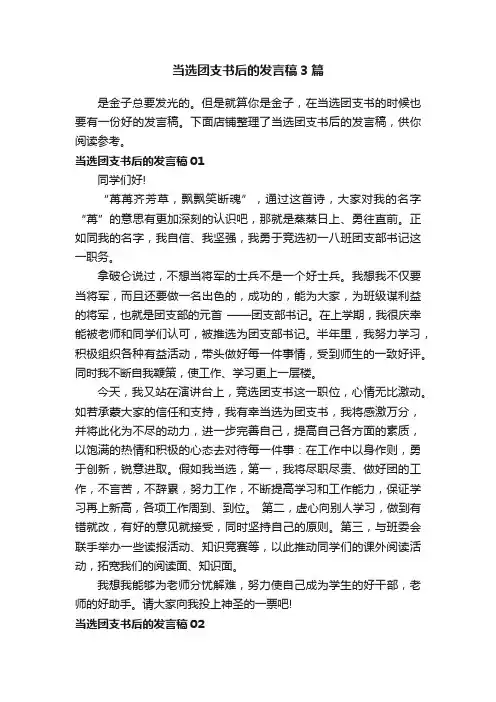 当选团支书后的发言稿3篇