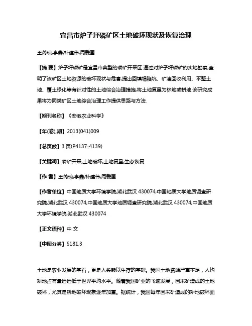 宜昌市炉子坪磷矿区土地破坏现状及恢复治理