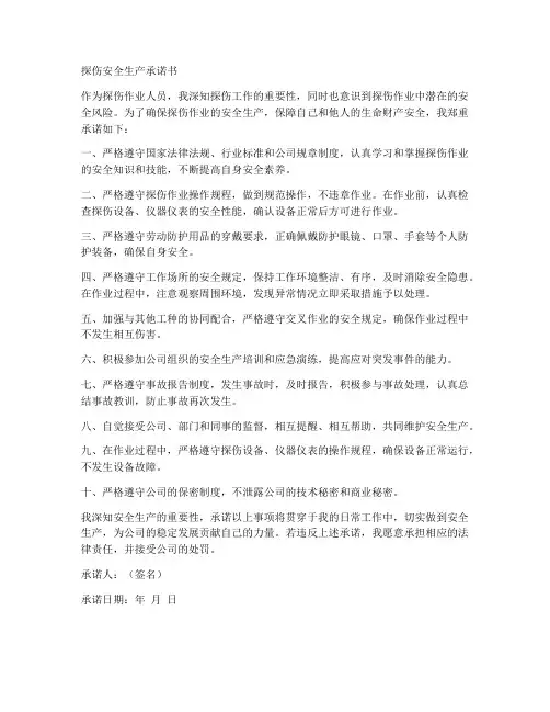 探伤安全生产承诺书