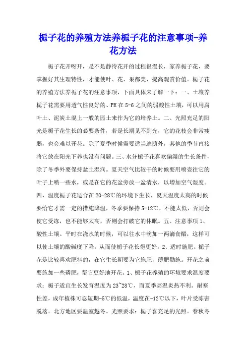 栀子花的养殖方法 养栀子花的注意事项 - 养花方法