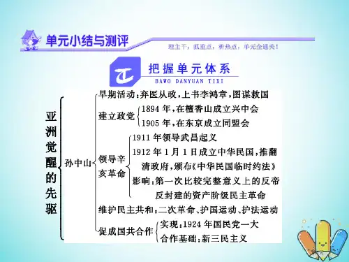 高中历史第四单元亚洲觉醒的先驱单元小结与测评PPT