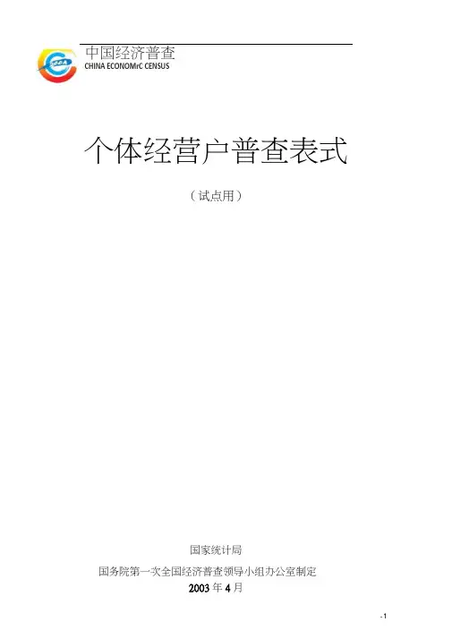 个体经营户经济普查表式