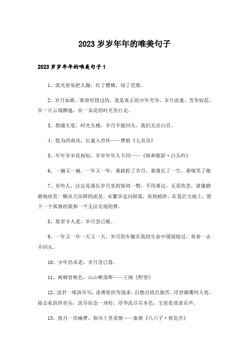 2023岁岁年年的唯美句子