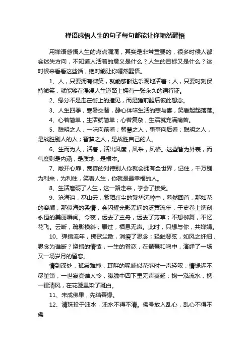 禅语感悟人生的句子每句都能让你幡然醒悟