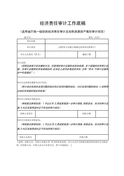 经济责任审计工作底稿