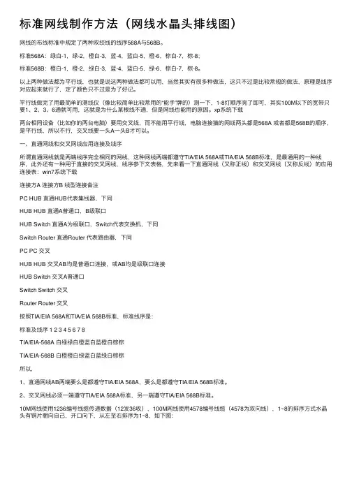 标准网线制作方法（网线水晶头排线图）